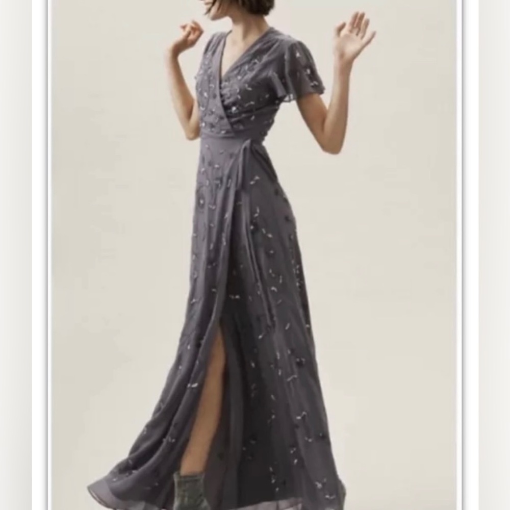 BHLDN Plymouth Dress in Grey Hydrangea - Size 10